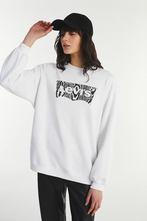 Slouchy Graphic Crewneck "Fill Batwing"