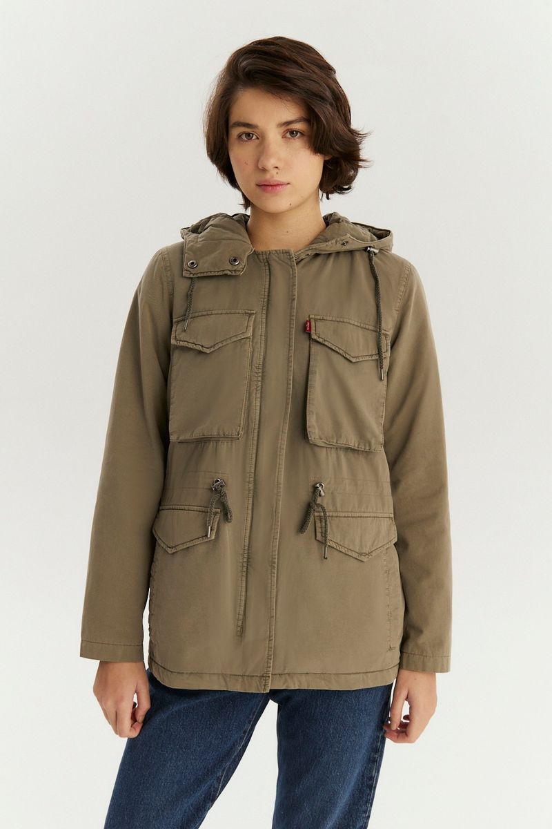 Hooded Cotton Parka Olive Tree