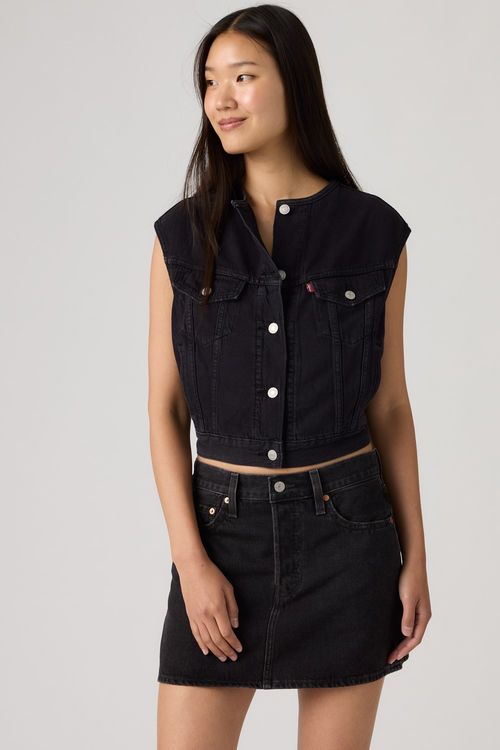 Collarless Shrunken 90s Vest
